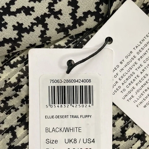 NWT Reiss Ellie Desert Trail Mini Skirt, Black/White SIZE 4 - Picture 7 of 7